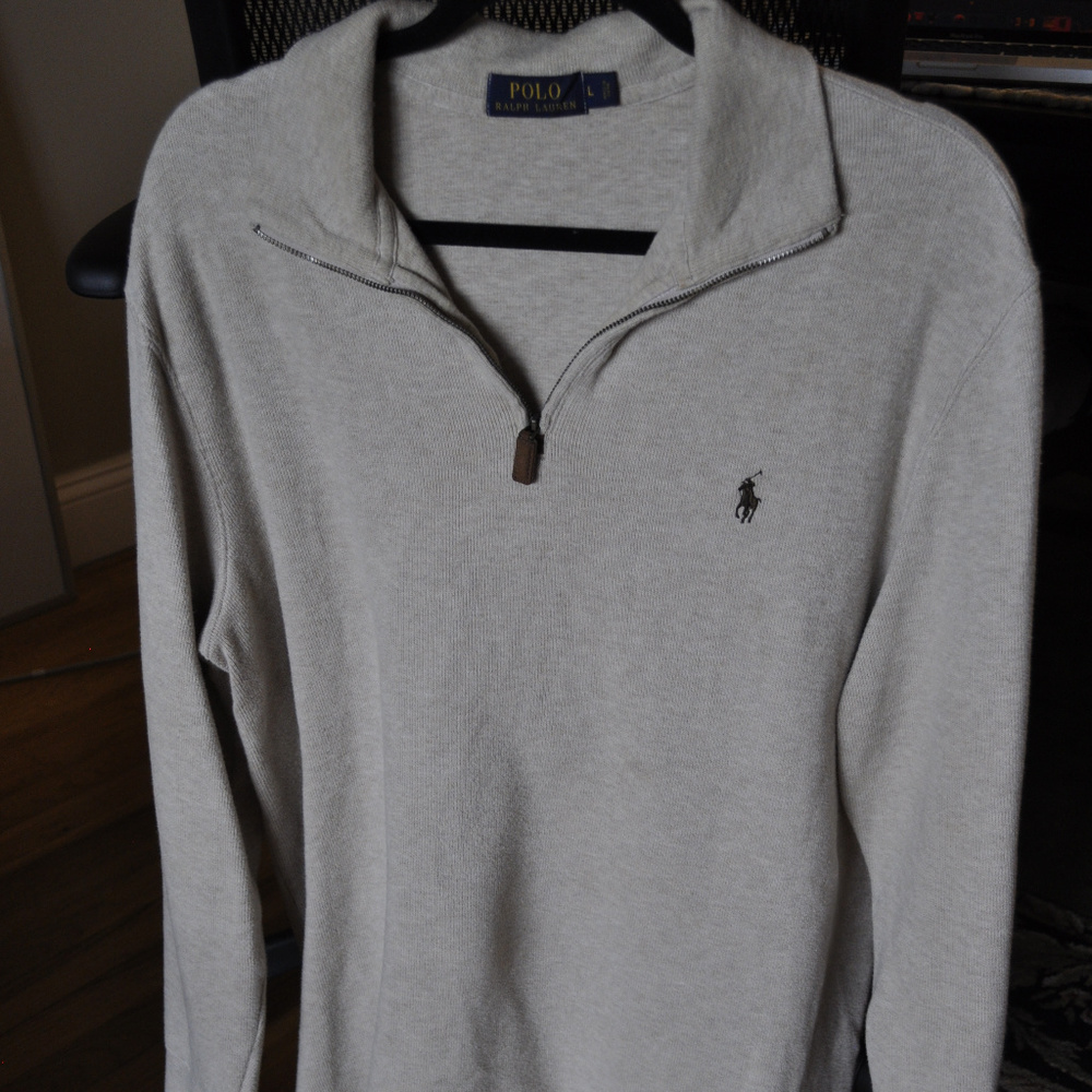 Polo Ralph Lauren 1/4 Zip Beige Sweater (L)